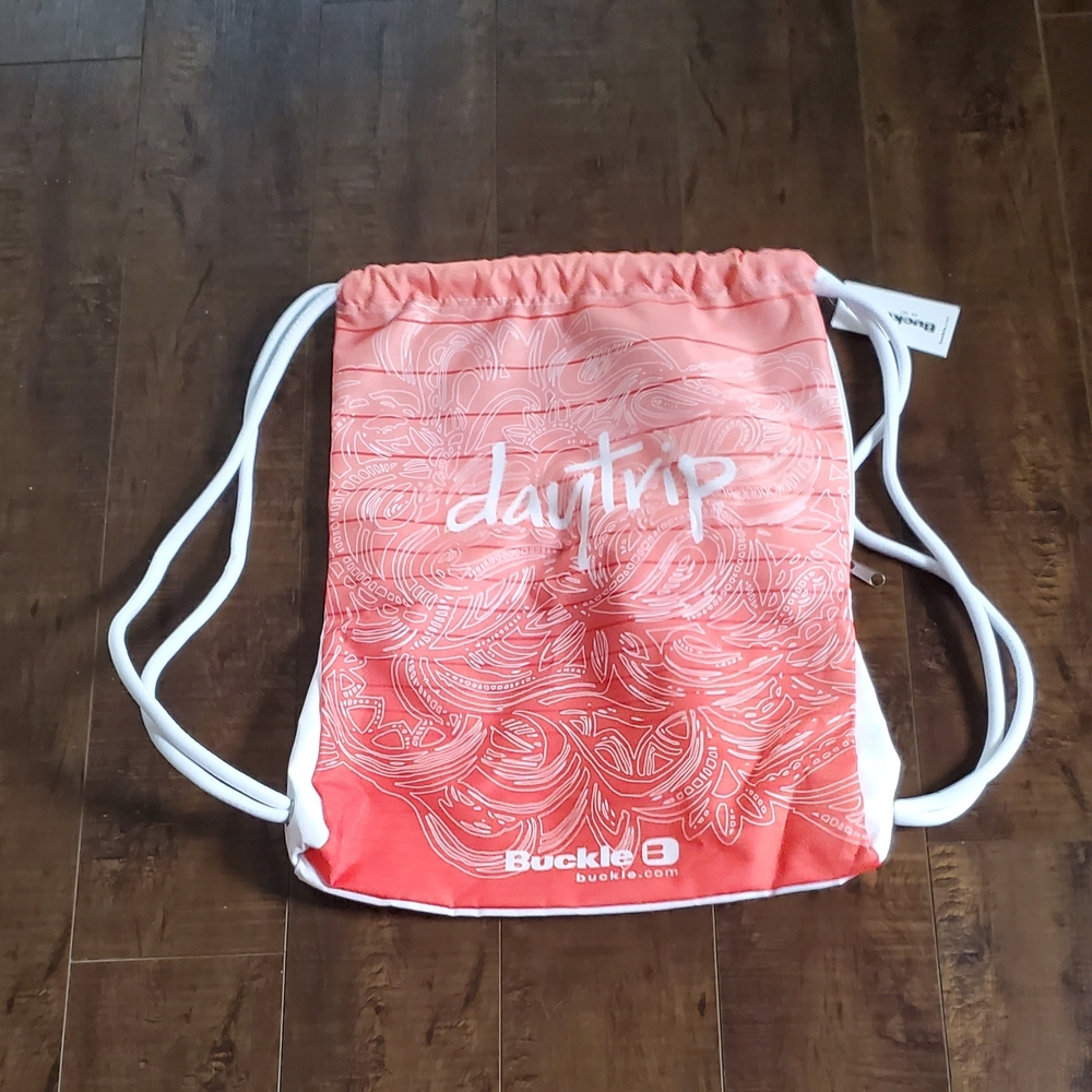 Daytrip By BUCKKE White Drawstring Backpack Light Orange Coral